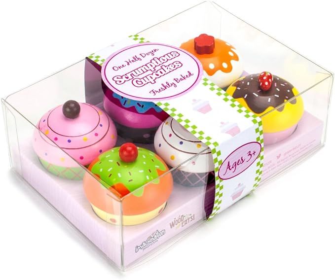 Imagination Generation Wood Eats! Scrumptious Cupcakes Dessert Set - 6 Colorful Cakes, Great for ... | Amazon (US)