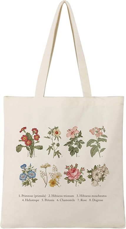 BeeGreen 12 oz Canvas Tote Bag Aesthetic Tote Bag for Women Teacher Shopping Gift Bag for Mother's D | Amazon (US)