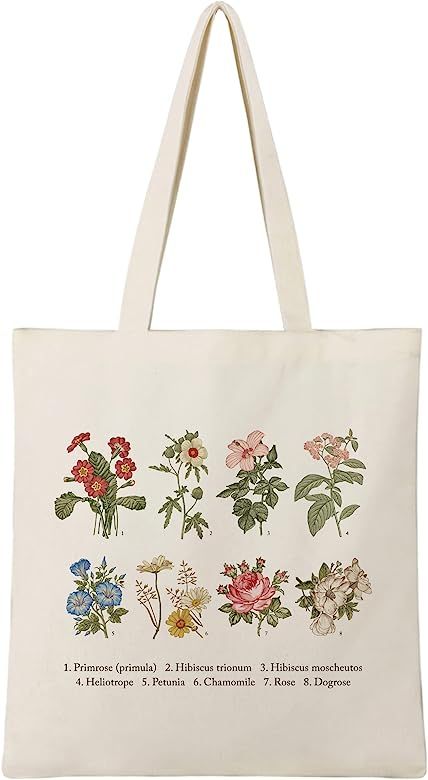 BeeGreen 12 oz Canvas Tote Bag Aesthetic Tote Bag for Women Teacher Shopping Gift Bag for Mother's D | Amazon (US)