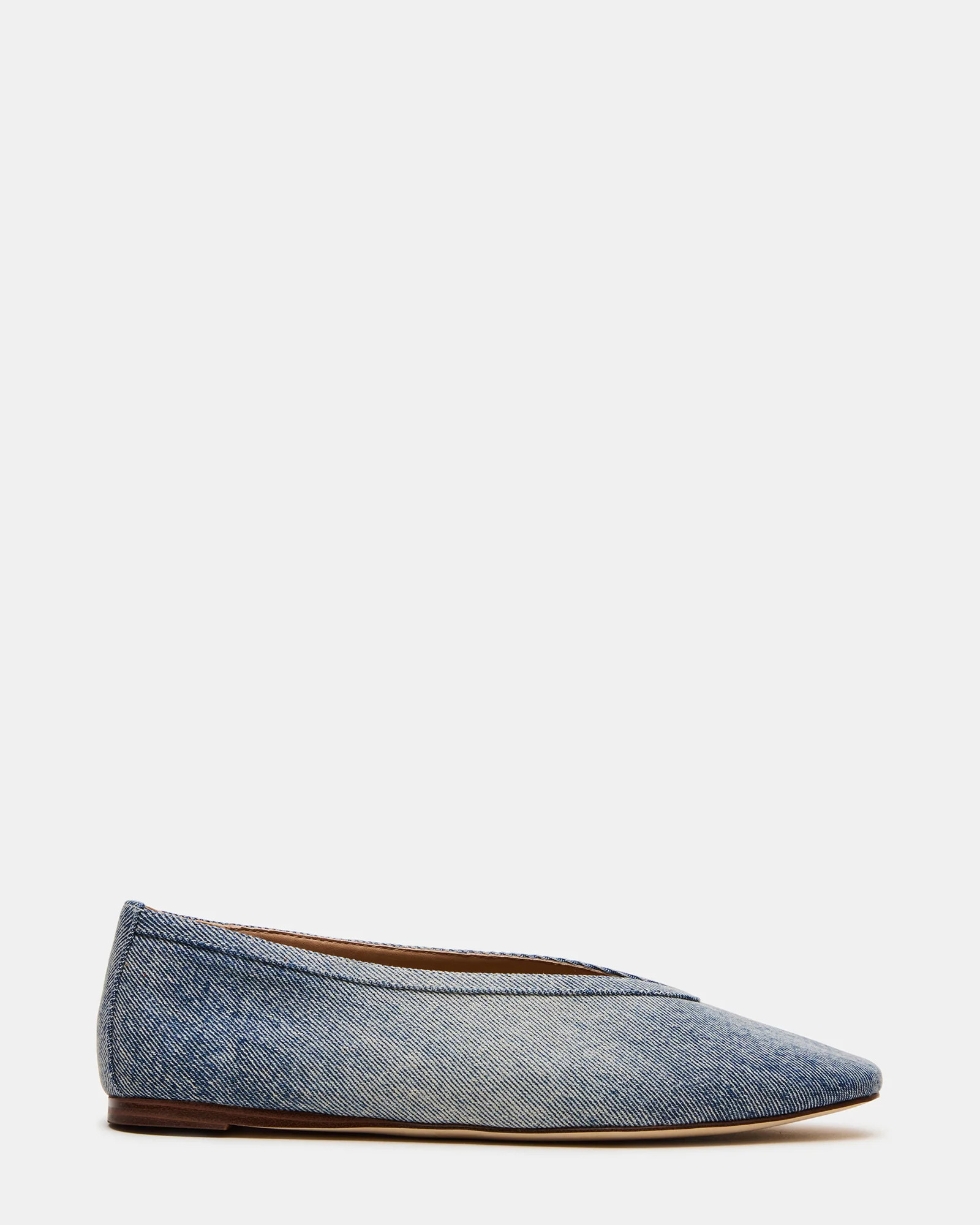 LENI Denim Fabric Square-Toe Ballet Women's Flat | Steve Madden (US)