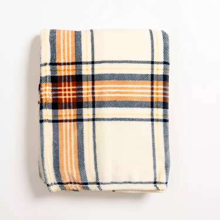 Plush Cream Plaid Throw | Kirkland's Home