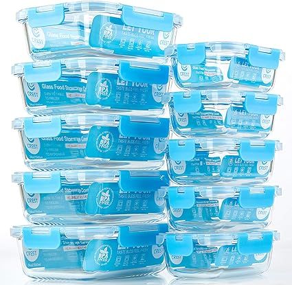 Glass Meal Prep Containers, [10 Pack] Glass Food Storage Containers with Lids, Airtight Glass Ben... | Amazon (UK)