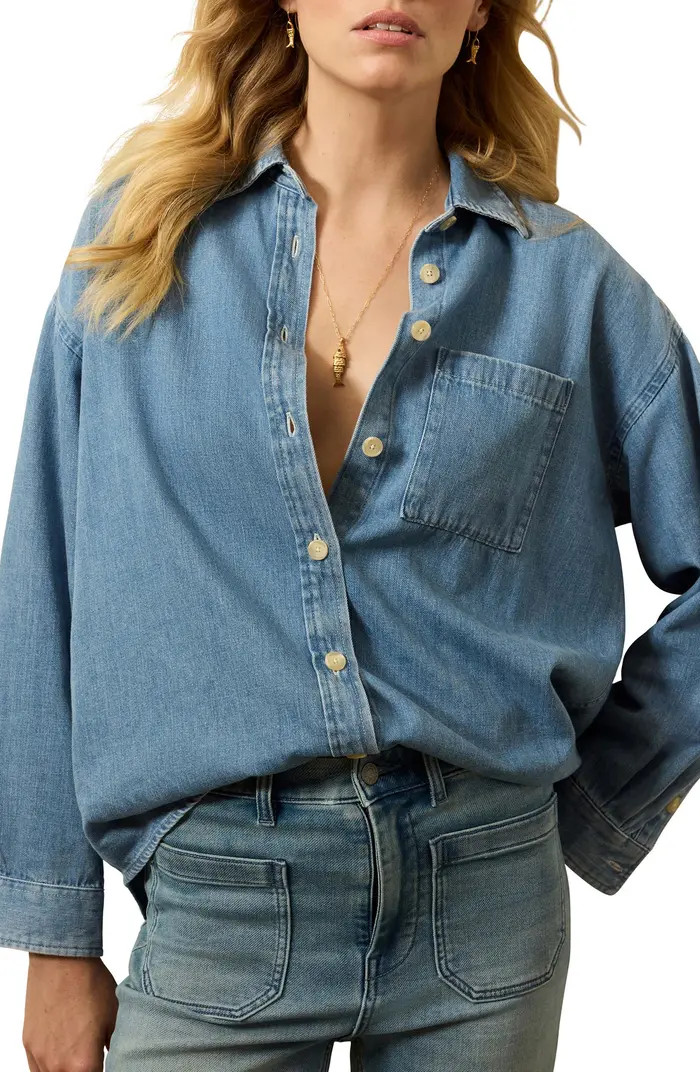 Sunfair Oversized Organic Cotton Denim Button-Up Shirt | Nordstrom