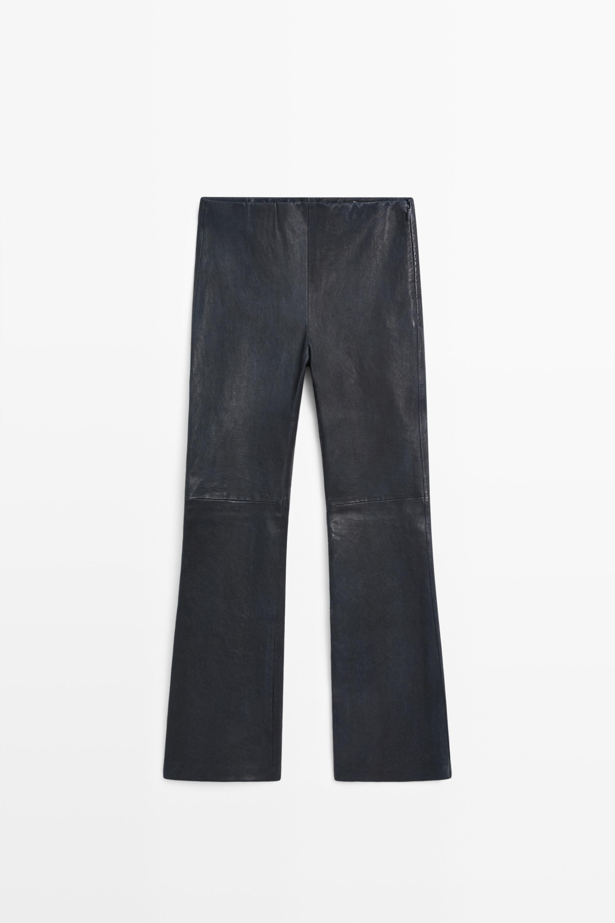 Nappa leather flare fit leggings | Massimo Dutti US