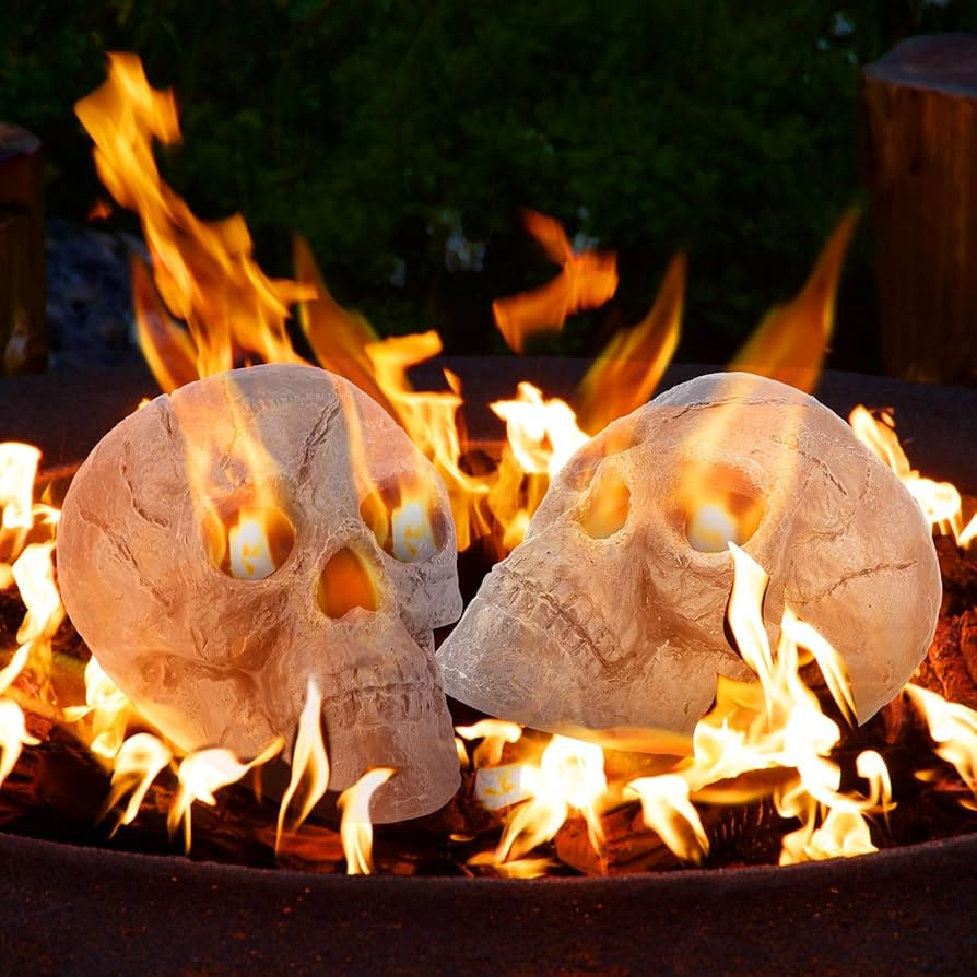 Zhehao 2 Pack Fire Pit Skulls 9 Inch Imitated Human Ceramic Fireproof Skulls Bonfire Accessories ... | Amazon (US)