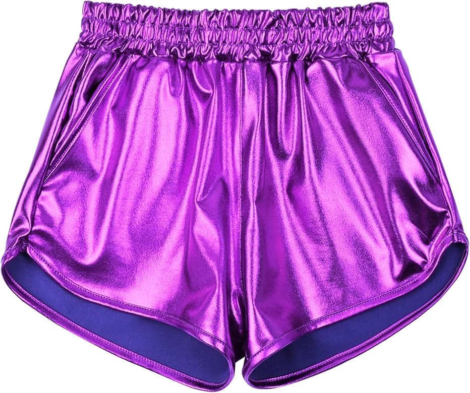 Mirawise Girls Metallic Shorts Shiny Hot Pants Sparkly Dance Outfits Short Pants | Amazon (US)