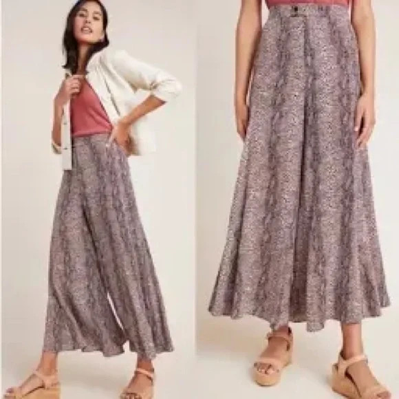 Anthropologie Snake Print Skirted Wide Leg Pant | Poshmark
