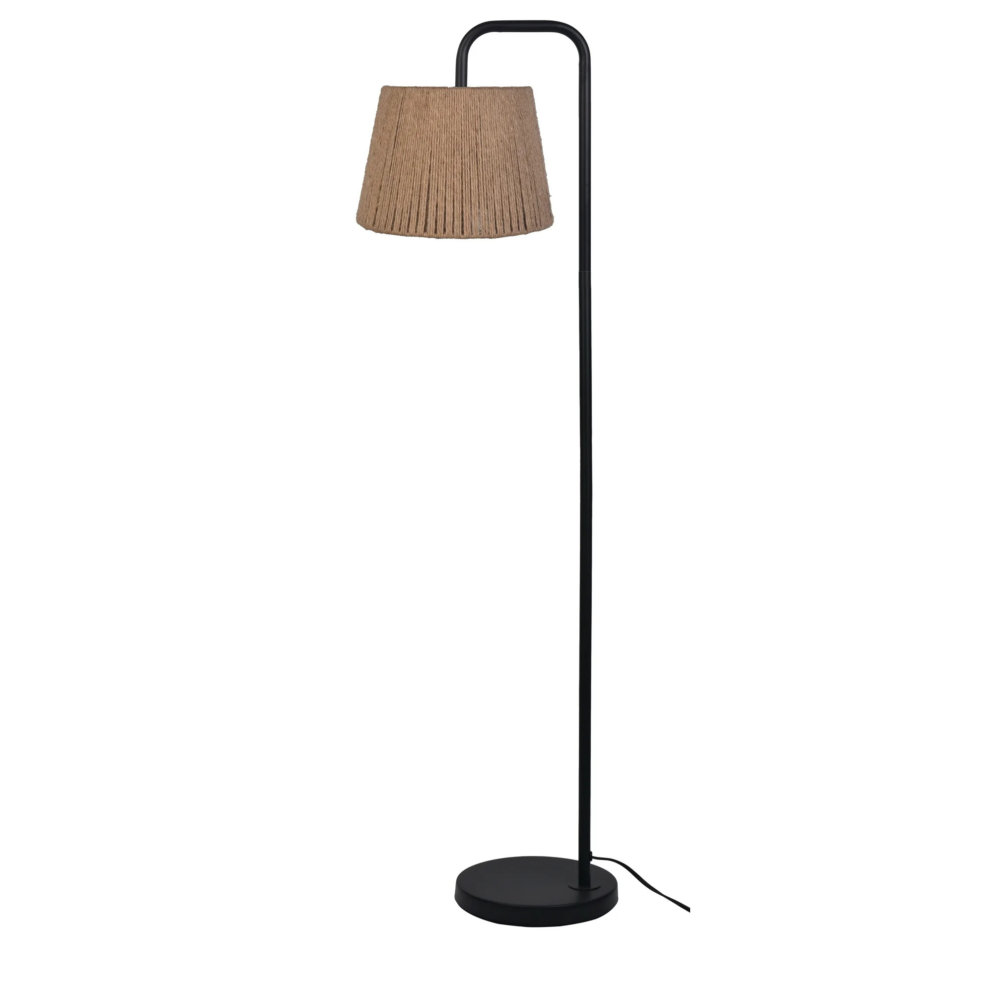 Mainstays Black Metal Floor Lamp with Natural Rope Shade for Office and Dorms | Walmart (US)