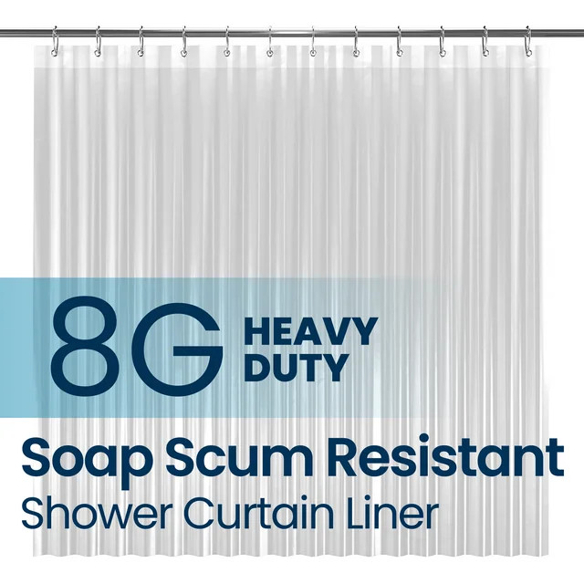 LiBa PEVA 8-Gauge Bathroom Shower Stall Curtain Liner, Heavyweight Non-Toxic Fabric, Heavy-Duty T... | Walmart (US)