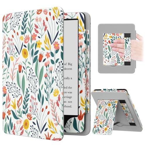 MoKo Case for 7"/6.8" Kindle Paperwhite(12th/11th Generation-2024/2021) and Kindle Colorsoft Signature Edition, Slim PU Shell Cover Case with Auto-Wake/Sleep for Kindle Paperwhite 2024, Flowers | Amazon (US)