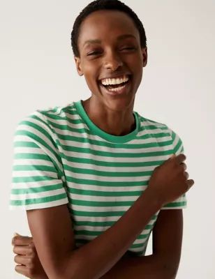 Pure Cotton Striped Everyday Fit T-Shirt | Marks and Spencer ROW