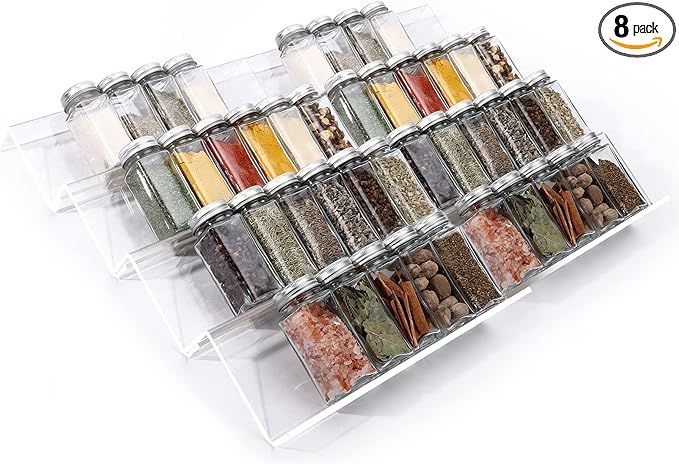 Clear Acrylic Spice Drawer Organizer, 4 Tier- 2 Set Expandable From 13" to 26" Seasoning Jars Dra... | Amazon (US)