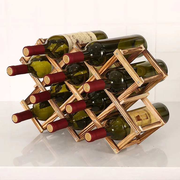YiBai Saving Foldable 10 Bottle Wooden Stackable Wine Cellar Racks Storage Racks Countertop | Walmart (US)