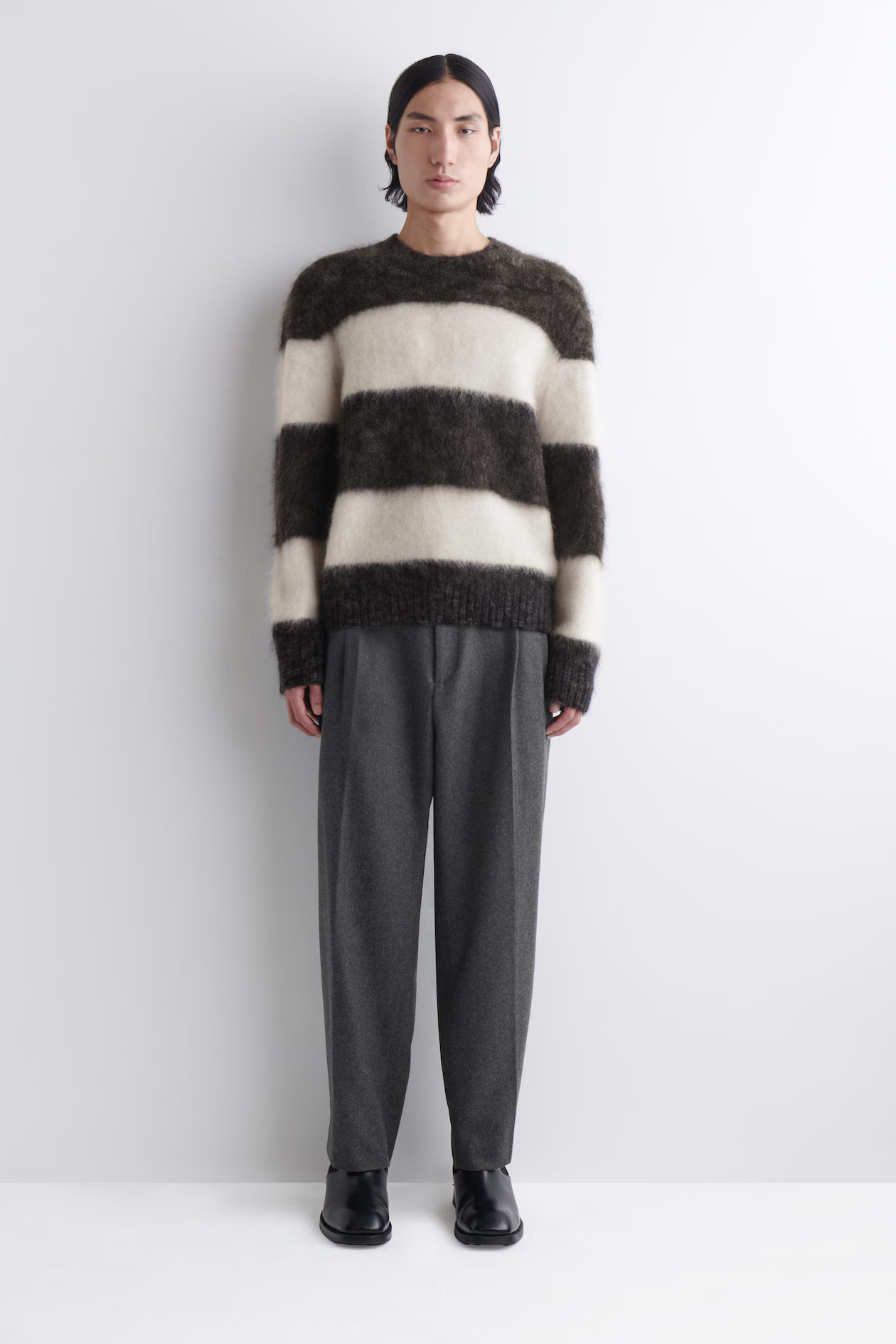 PLEATED WOOL STRAIGHT-LEG TROUSERS - ANTHRAZITGRAU MELIERT | COS DE | COS (EU)