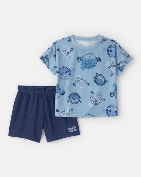 Toddler Boy 2-Piece Puffer Fish Short-Sleeve Pajama Set - Blue | Carter's | Carter's Inc