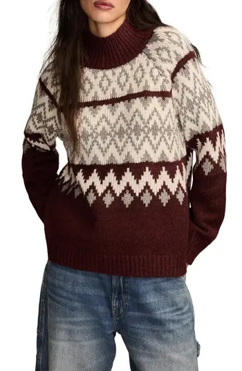Lucky Brand Fair Isle Mock Neck Sweater in Burgundy Heather at Nordstrom Rack, Size X-Large | Nordstrom Rack