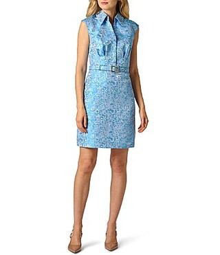 Adrianna Papell Floral Print Belted Jacquard Mini Dress - 4 | Dillard's