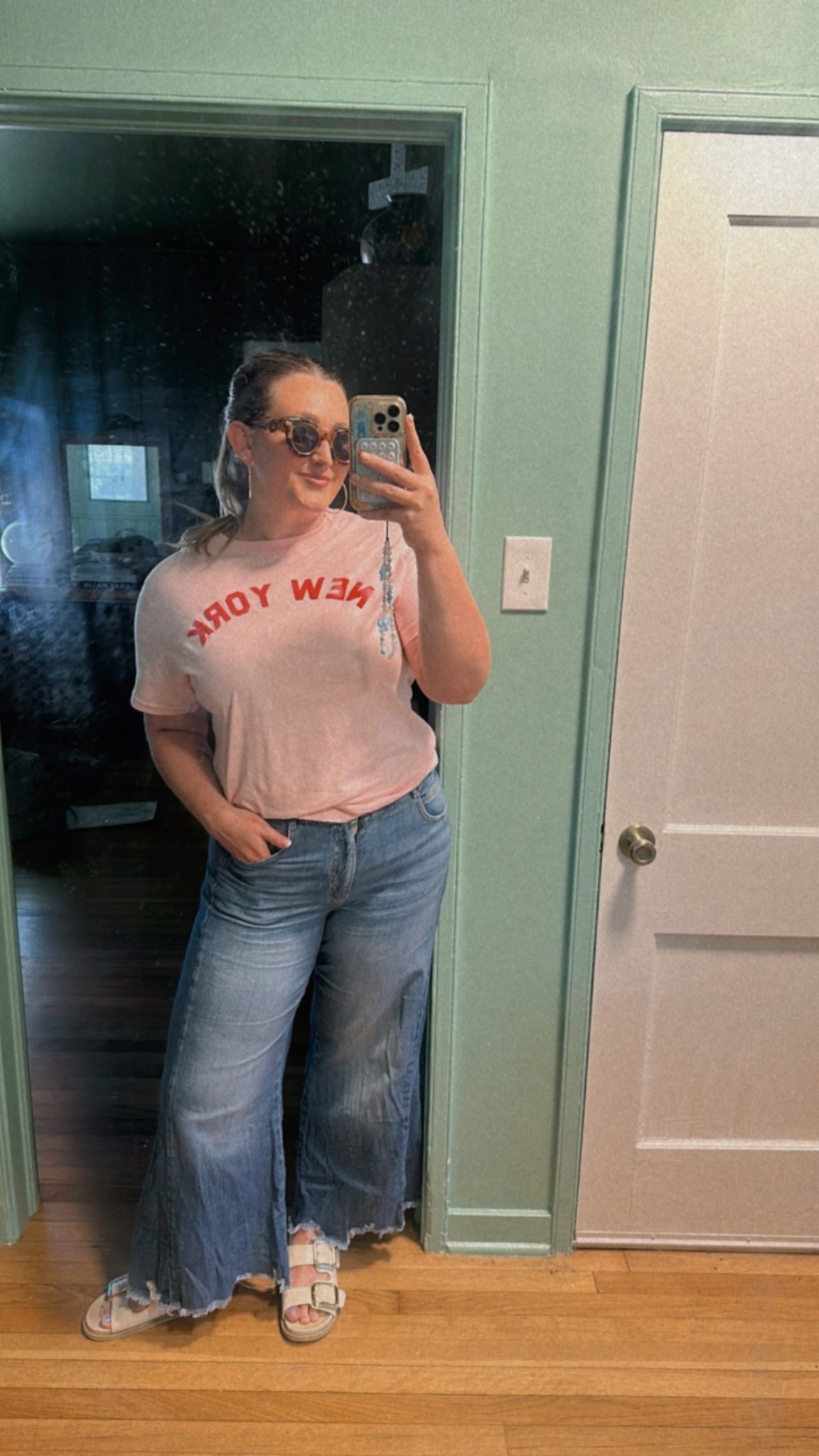 Today’s fit! My denim pants are sold out in this wash but I liked it in the lighter wash + similar ones. T-shirt is from Mure and Grand — can’t link sorry! 

#LTKSaleAlert #LTKMidsize #LTKStyleTip