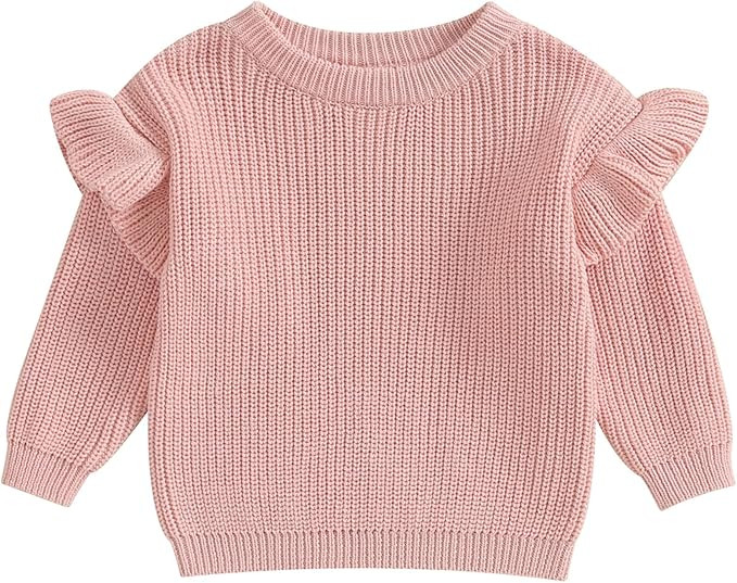 Mubineo Baby Girl Winter Clothes Basic Plain Cute Ruffle Sweater Toddler Kids Pullover Long Sleev... | Amazon (US)