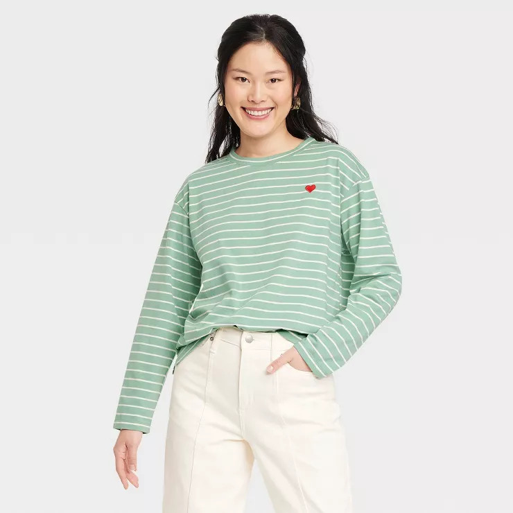 Women's Long Sleeve T-Shirt - A New Day™ Striped | Target