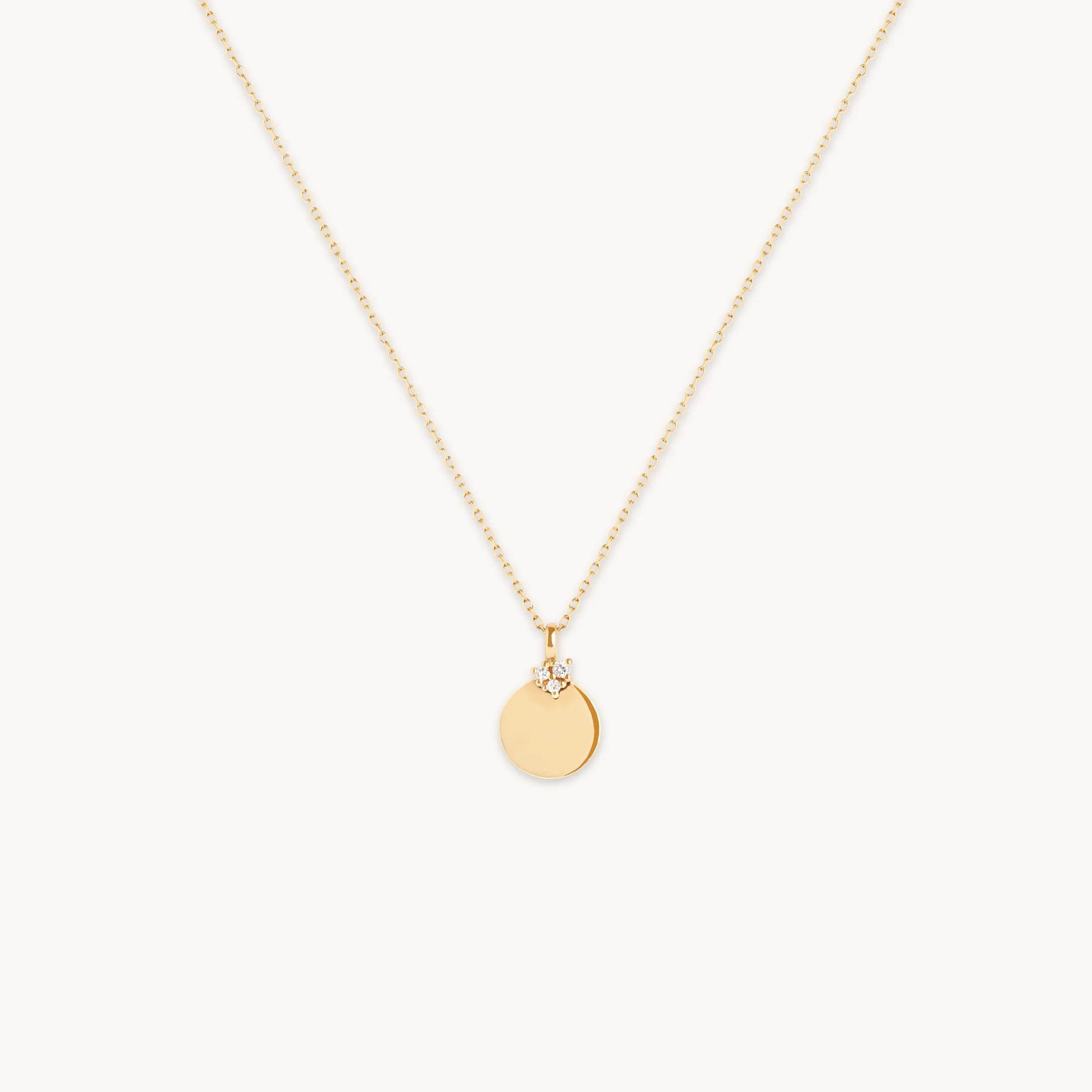 Diamond Coin Pendant Necklace in Solid Gold | Astrid & Miyu UK