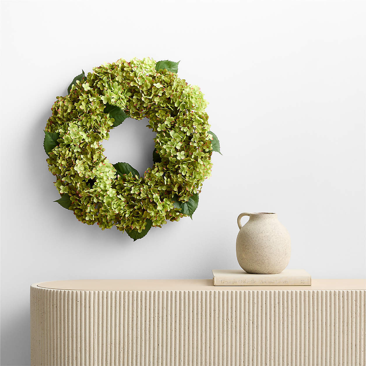 Faux Green Hydrangea Wreath 26" + Reviews | Crate & Barrel | Crate & Barrel