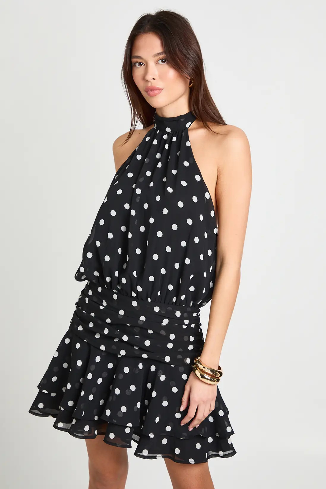 Dresses | Polka Dot Halter Neck Ruffle Skater Dress | boohoo | Boohoo.com (UK & IE)