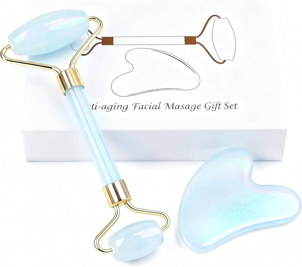 Jade roller and gua sha, facial roller, women's skincare tool, self-care gift, face, eye, neck ma... | Amazon (US)