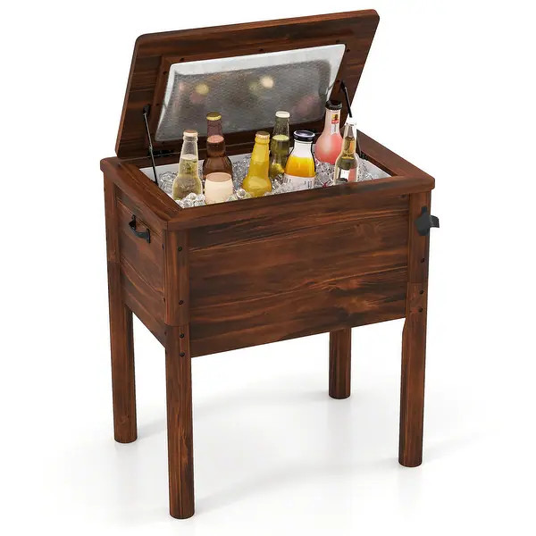 Gymax Wooden Cooler for Patio 54 Quart Beverage Cooler w/ Handles - Bed Bath & Beyond - 42807959 | Bed Bath & Beyond