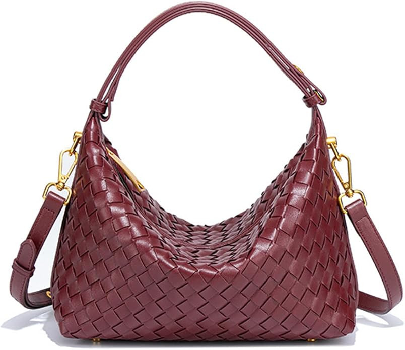 Woven Shoulder Bag for Women, Slouchy Crescent Hobo Purse & Satchel Handbag | Amazon (US)