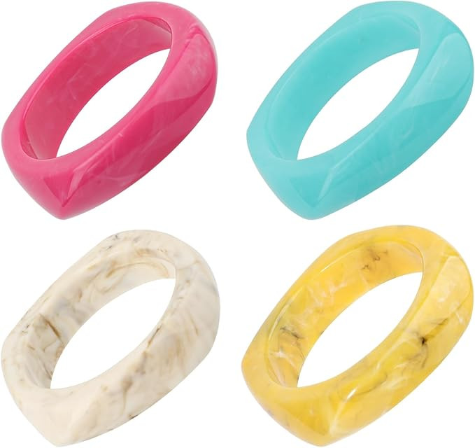 4pcs Resin Bangles, Colored Square Acrylic Resin Bangle Acrylic Bracelet Resin Irregular Bangle R... | Amazon (CA)