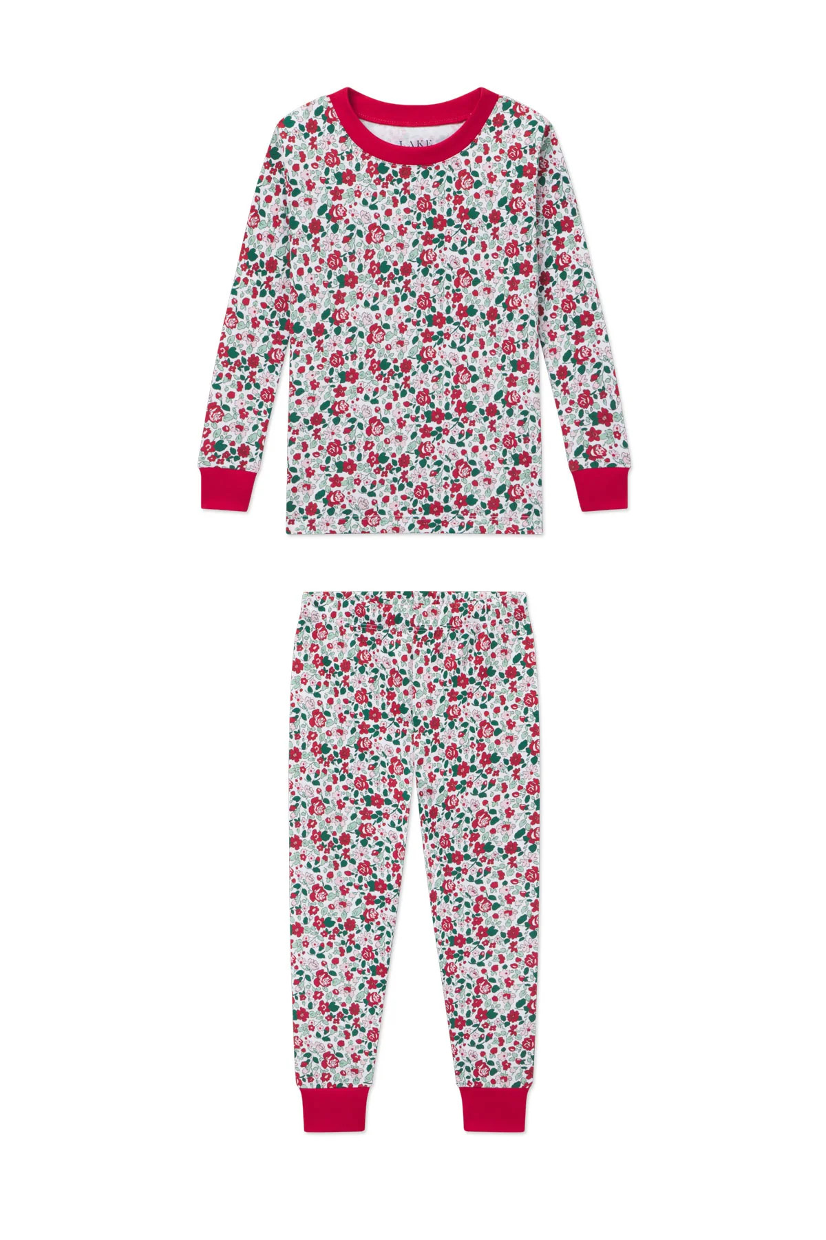 Kids Long-Long Set in Classic Red Elizabeth Floral | Lake Pajamas