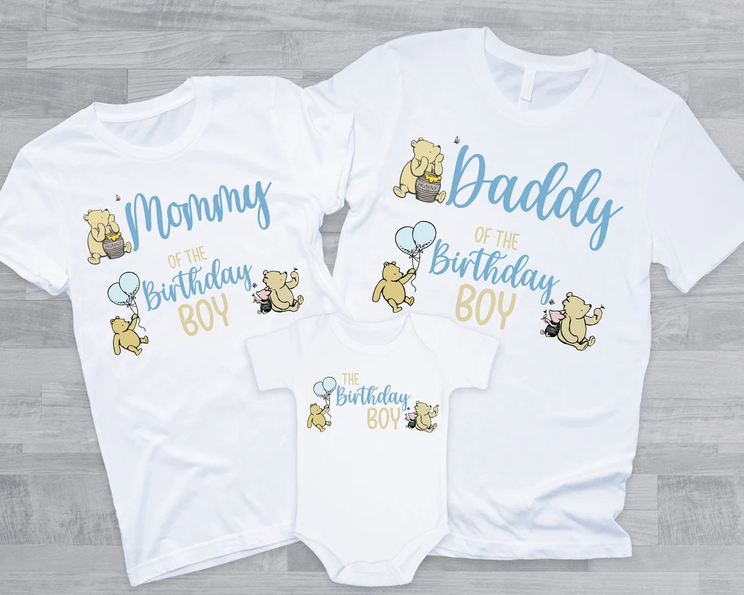 Classic Pooh Birthday Shirts Family of the Birthday Boy, Vintage Winnie the Pooh, Mom Dad Grandma... | Etsy (US)