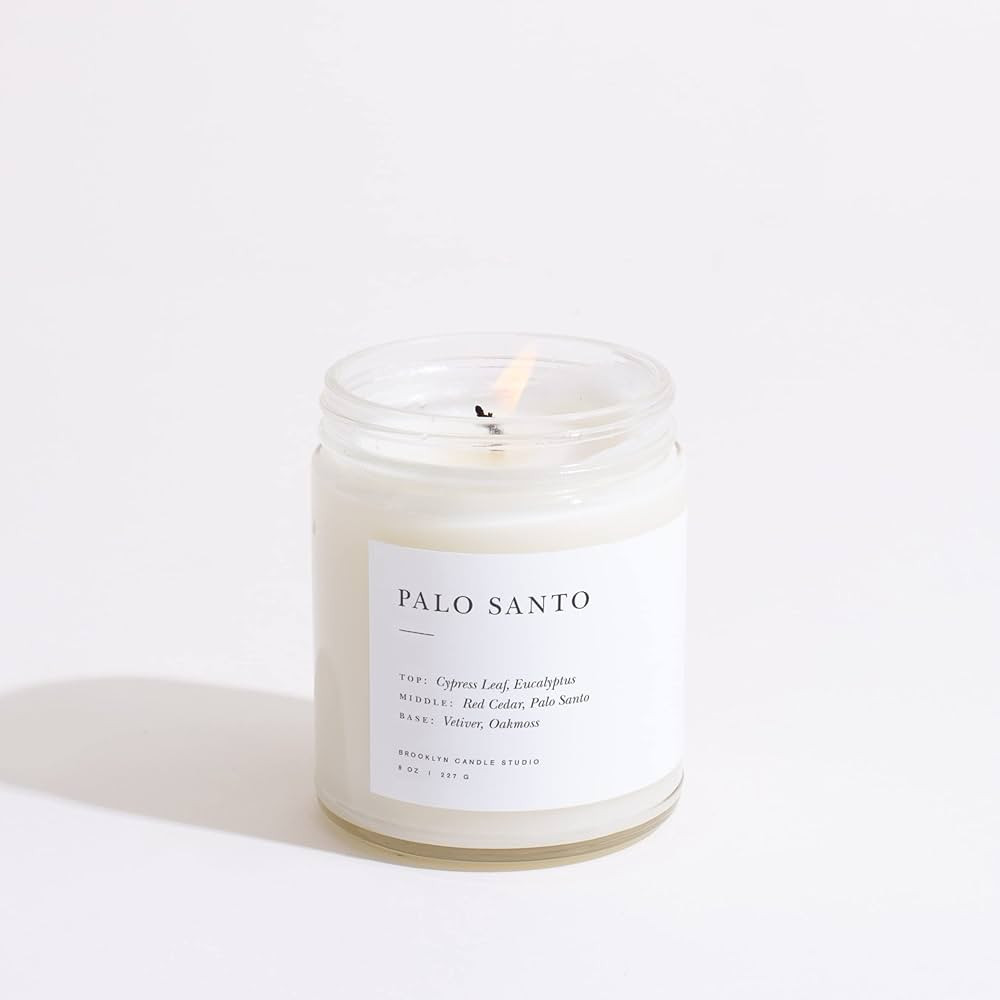 Brooklyn Candle Studio Palo Santo Jar Candle - Cedar and Eucalyptus Luxury Scented Candle, Vegan ... | Amazon (US)