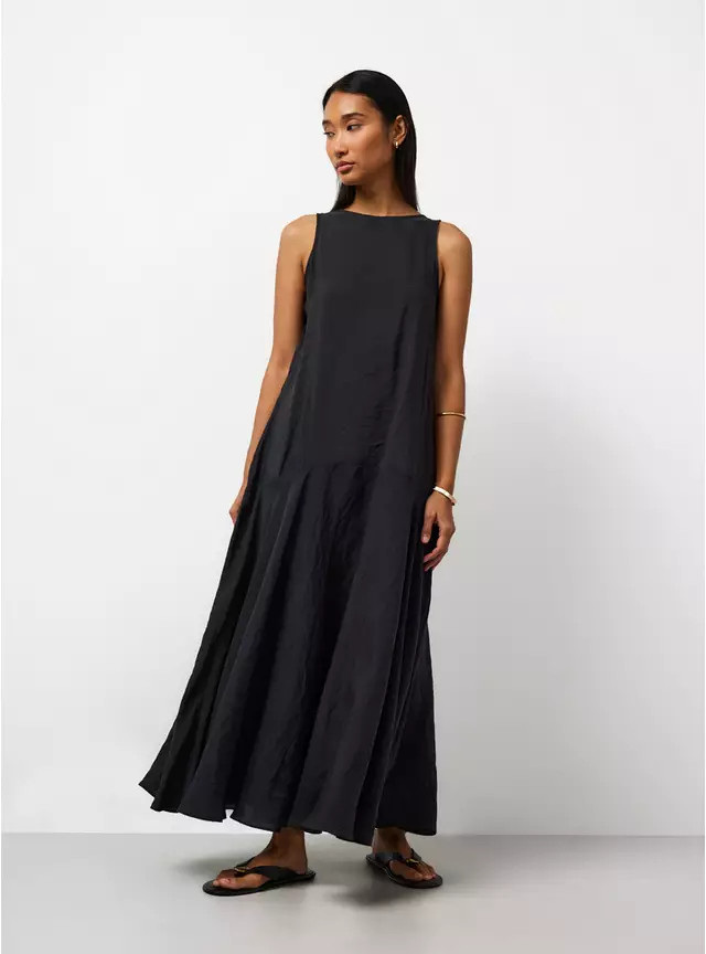 Buy Black Sandwash Sleeveless Midi Dress 14 | Midaxi | Tu | Tu Clothing