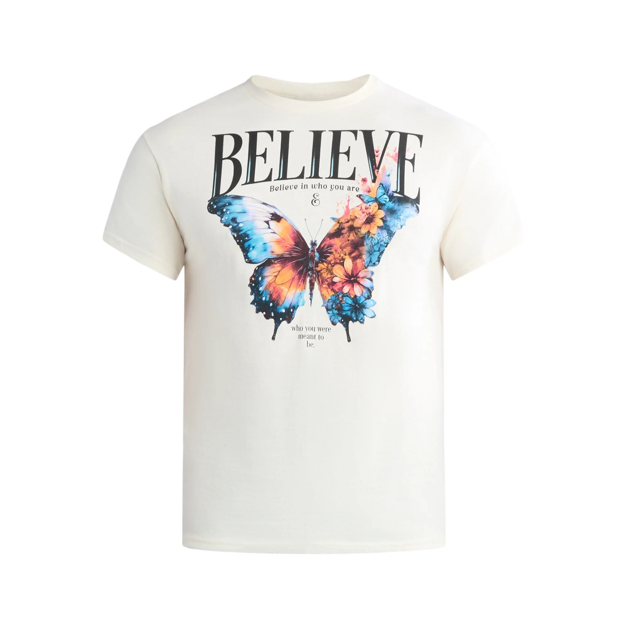 Men's and Big Men's Believe in Yourself Butterfly Cotton Graphic Tee, Sizes S-3XL | Walmart (US)