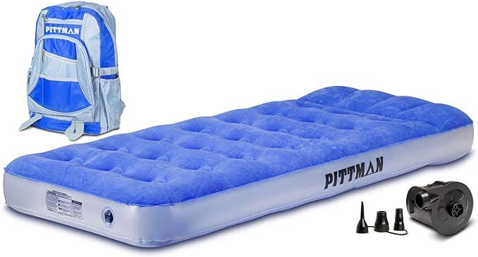 Pittman Outdoors Twin Kid's Air Mattress with Portable Battery Powered Air Pump with Fun Travel B... | Amazon (US)