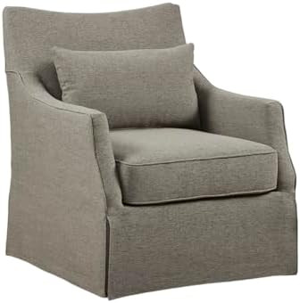 Martha Stewart London Swivel Chair - Solid Wood & Plywood, Skirted Metal Base Accent Armchair, Lu... | Amazon (US)