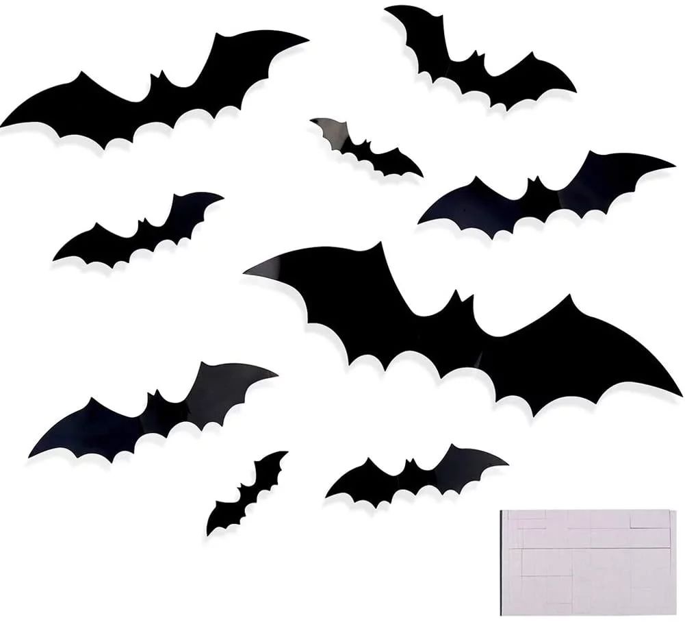 CCINEE 72pcs Halloween 3D Bat Wall Decals Stickers Extra Large Black Bats Window Door Decals Hall... | Walmart (US)