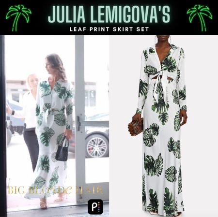 Leaf Love // Get Details On Julia Lemigova’s Leaf Print Skirt Set With The Link In Our Bio #RHOM #JuliaLemigova 
