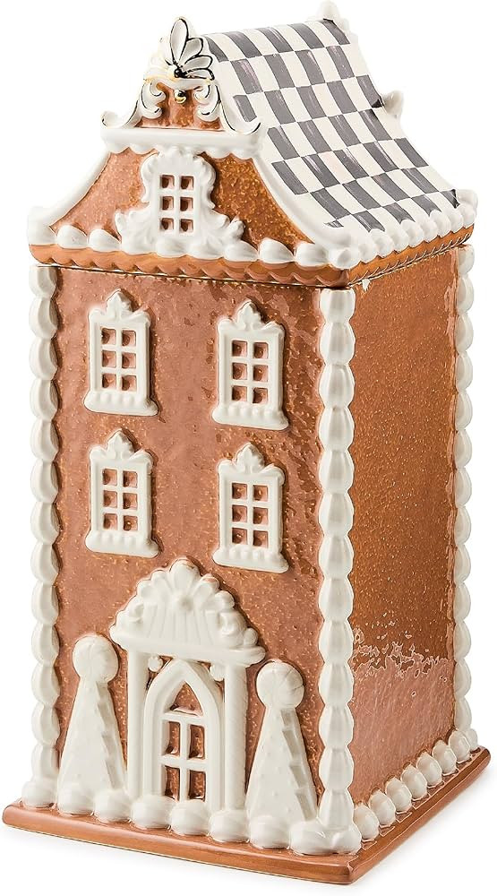 MACKENZIE-CHILDS Ceramic Cookie Jar, Christmas Container, 76-Ounce Capacity, Gingerbread House | Amazon (US)