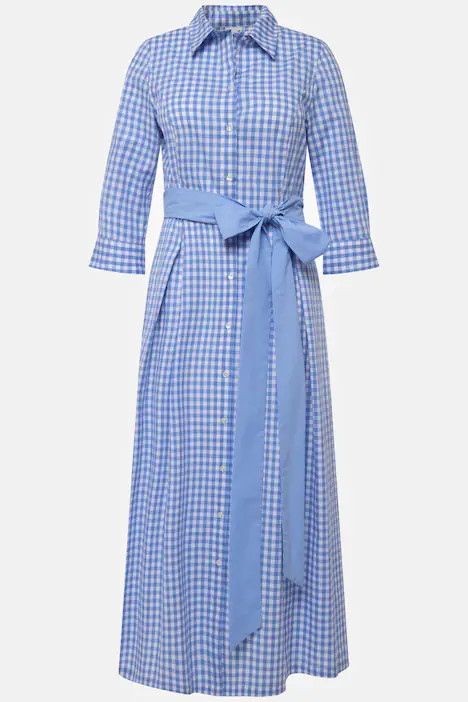 Gingham Shirt Dress with Waist Tie | Maxi Dresses | Dresses | Ulla Popken - US & CA