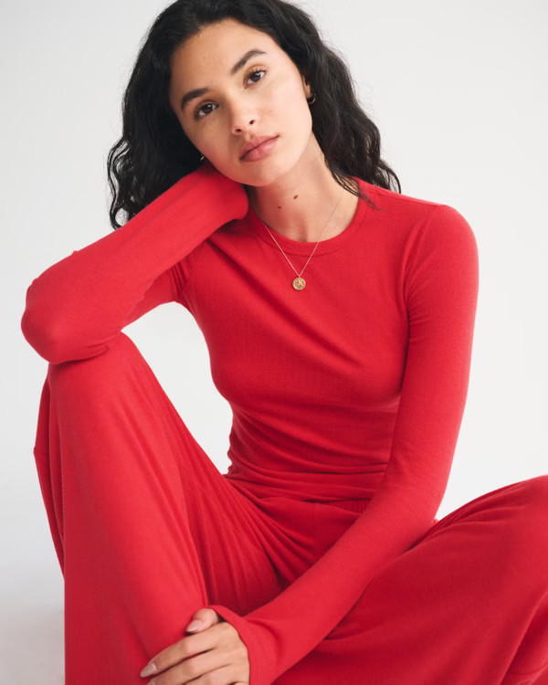 Long-Sleeve Cozy Lounge Knit Tee | Abercrombie & Fitch (US)