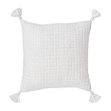Mud Pie White Tassel Fringe Pillow, Square | Amazon (US)