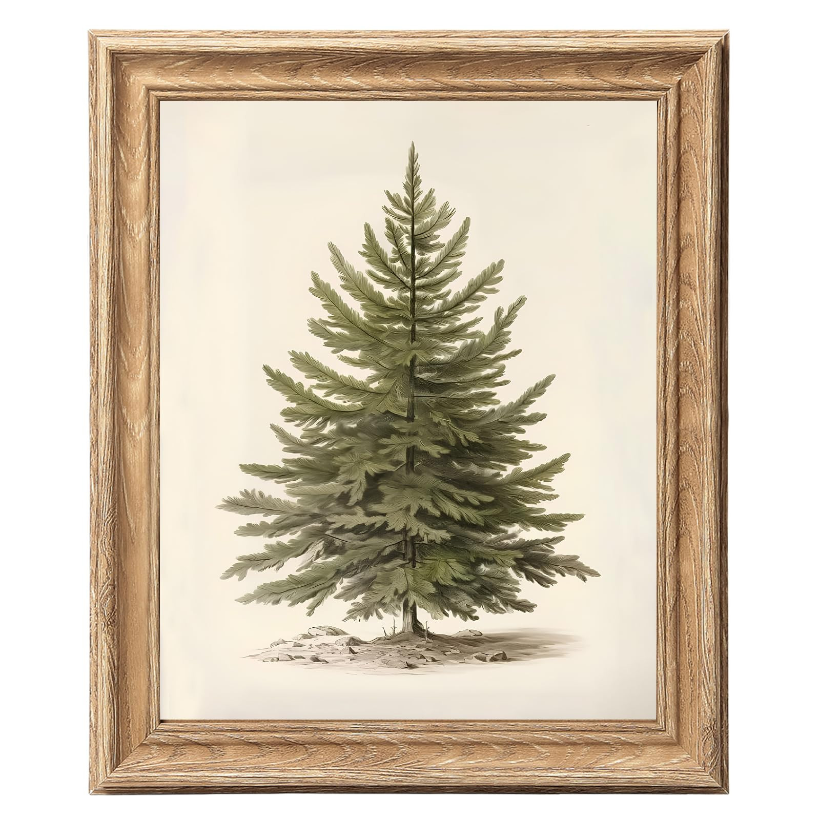 ASTRDECOR Framed Vintage Christmas Tree Wall Art 8x10, Rustic Pine Tree Botanical Winter Poster P... | Amazon (US)