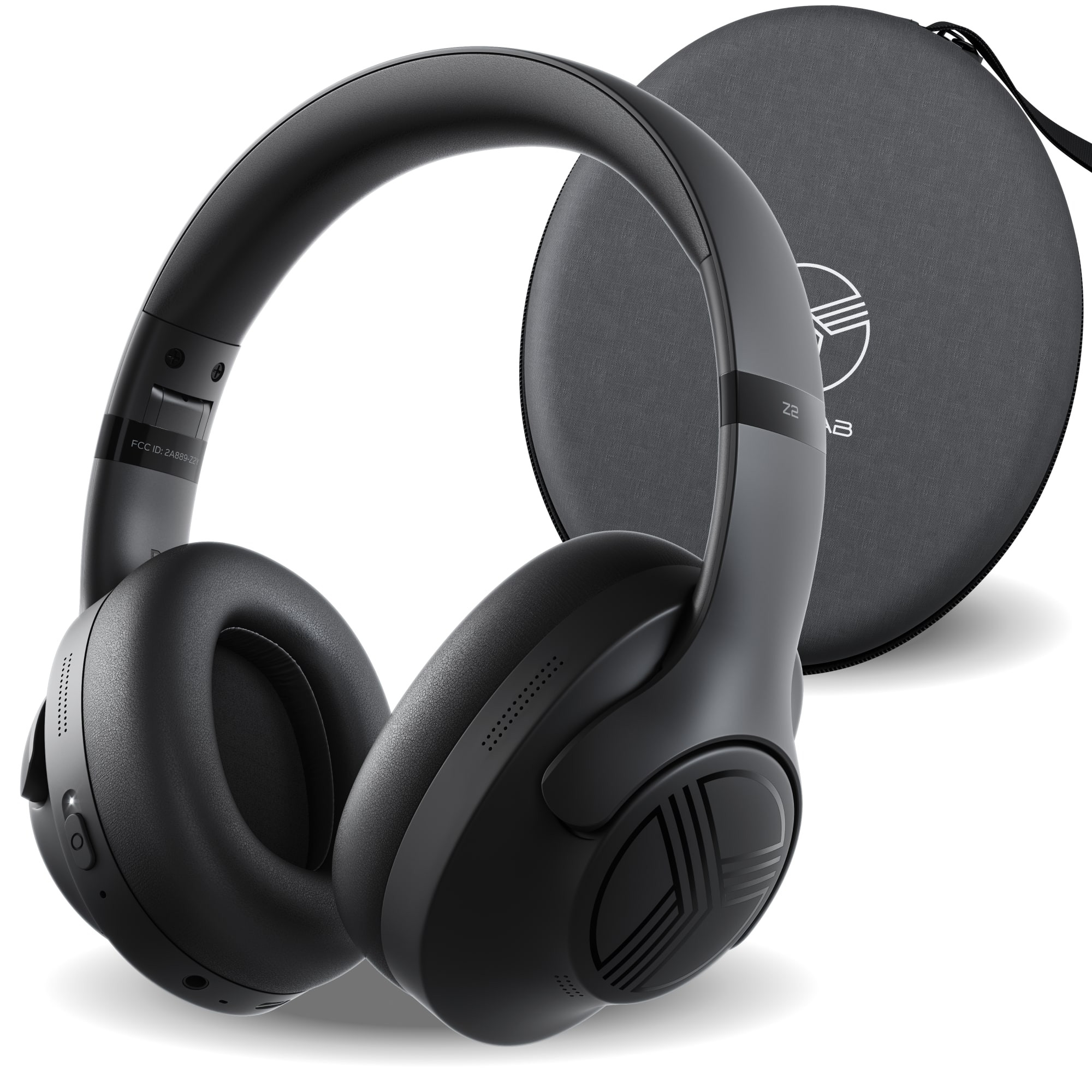 TREBLAB - Z2 ANC Workout Headphones, Signature HD Sound, Deep Bass, 58H Battery, Foldable Over Ear Bluetooth - Black with black logo | Best Buy U.S.