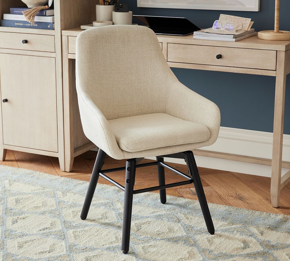 Oakville Upholstered Swivel Desk Chair | Pottery Barn (US)