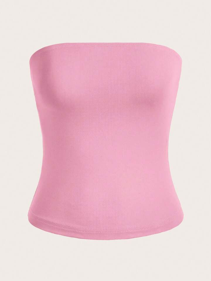 Sweetina Sommer Outfit Einfarbiges Lässig Bandeau-Oberteil | SHEIN