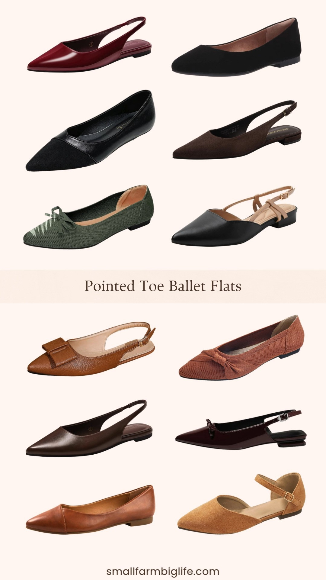 Pointed toe ballet flats are such a classic, comfortable shoe for fall, and Amazon has so many great options right now.

The black microsuede Amazon Essentials pointed toe flats are a simple, versatile pair perfect for everyday wear. The rust brown pointed toe flats have a comfortable knit design great for work or office days.

For a dressier option, the chocolate brown Dream Pairs slingback flats and the cognac slingback bow flats both have a low heel and adjustable buckle strap, ideal for weddings, parties, or workdays. The army green pointed toe bow flats have a comfortable mesh design, while the black and tan slingback flats bring a fashionable square topline detail.

The black suede patchwork pointed toe flats have a cushioned insole, great for driving or all day office wear. I also love the chocolate brown and wine red Coutgo slingback dress flats for a polished, closed toe look.

Rounding it out, the cognac FUNKYMONKEY classic ballet flats, the camel dressy pointed toe flats with adjustable ankle straps, and the burgundy Coutgo bow slingback flats all bring comfortable, versatile options for business casual or dressy occasions.

#pointedtoeflats #balletflats #comfortableshoes #amazonfashionfinds #falltransition 

 #LTKootd #LTKOver40 #LTKWorkwear