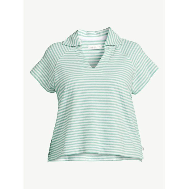 Free Assembly Women's Raglan Sleeve Polo Shirt - Walmart.com | Walmart (US)